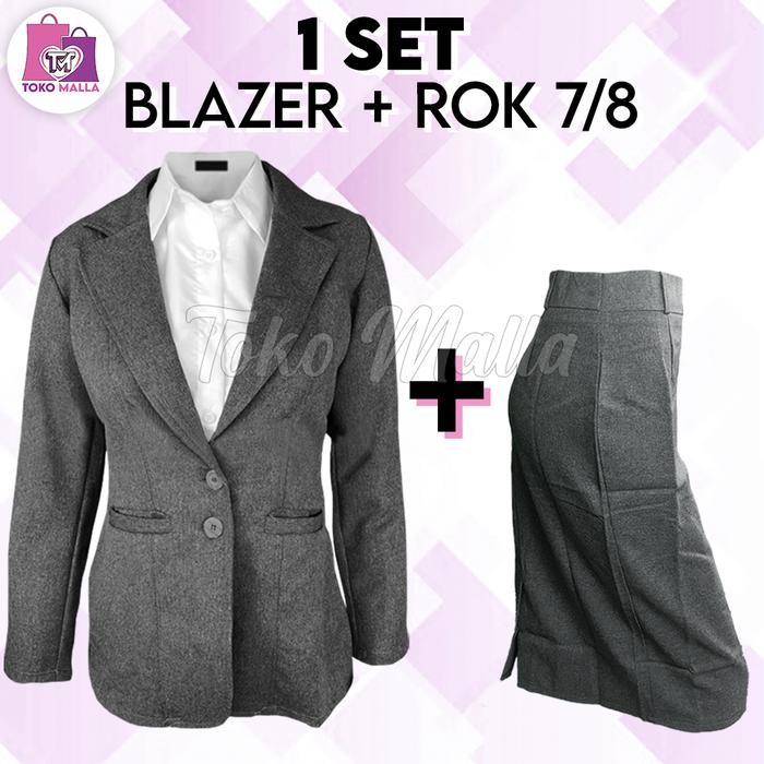 Setelan Set Wanita,1 SET BLAZER & Rok SPAN PENDEK ROK MINI, BLAZER CANTIK POLOS, Jas Formal, One Set