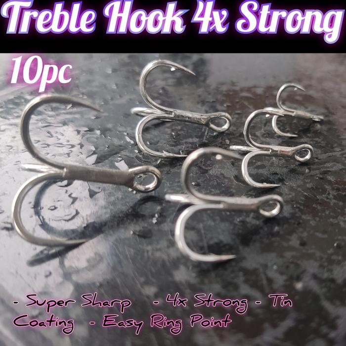 (Allthebest) 10pc Treble Hook BKB 4x Strong Tin Coating Murmer