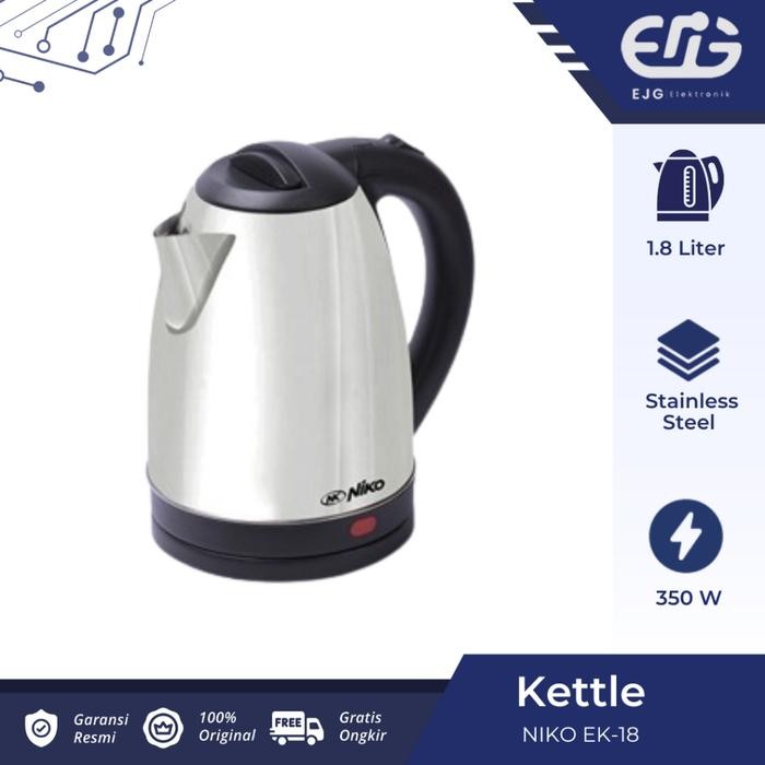 Niko Teko Listrik NK EK18 Electric Kettle Niko Stainless Steel 1.8 Liter NKEK18
