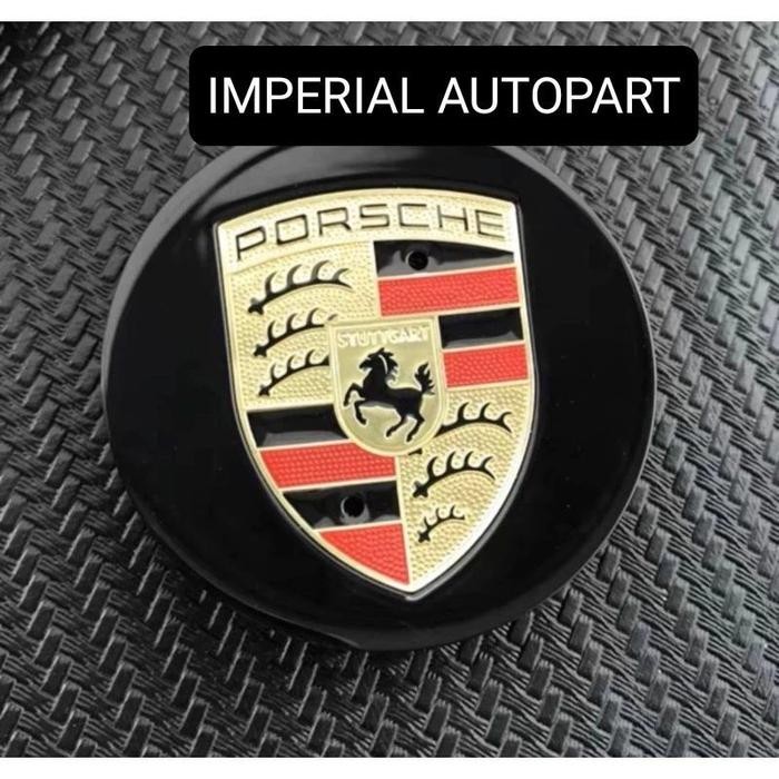 PREMIUM Dop Roda Velg Emblem Porsche Dop Roda - Black, 65mm