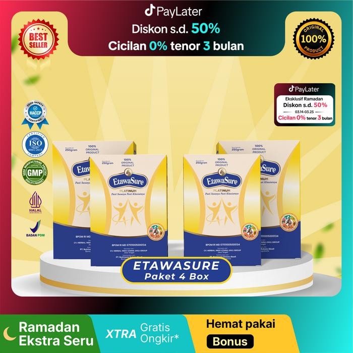 

PREMIUM Etawasure Susu Bubuk Kambing Etawa Herbal Rasa Jahe Dairy Milk Kemasan 250gram Paket 4 Box
