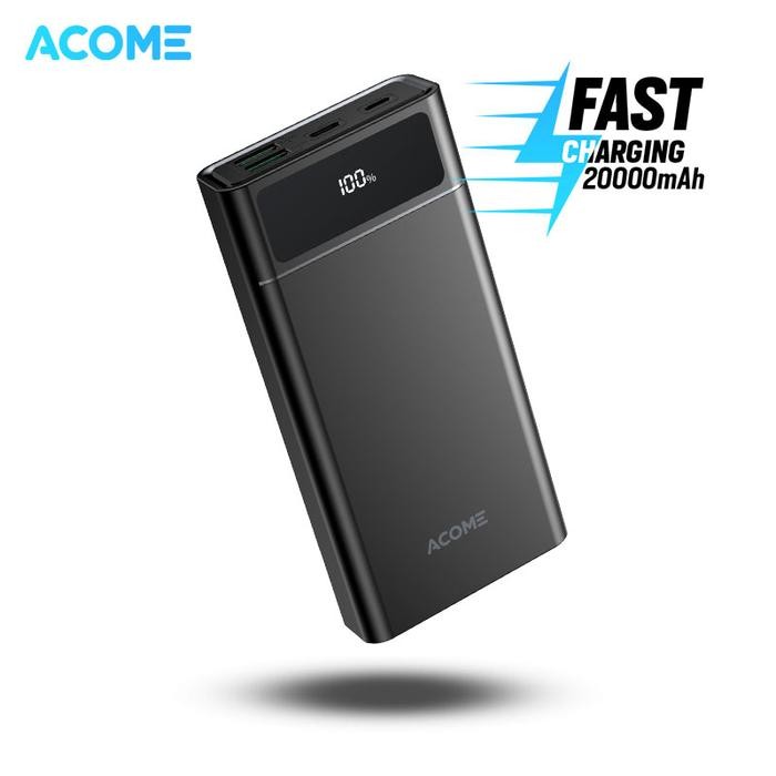 ACOME Powerbank 20000mAh AP201 Fast Charging LED Display Dual Input & Three Output Original -