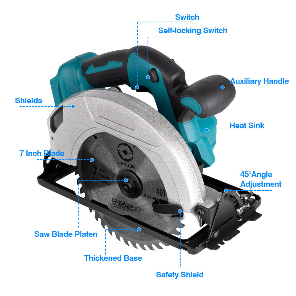 ONEVAN 7Inch Brushless Electric Circular Saw For Wood Cordless Circular Saw Woodworking Power Tools 