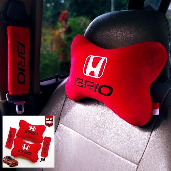 Bantal Mobil Honda Brio Sandar Kepala-Bantal Jok Mobil Brio Merah