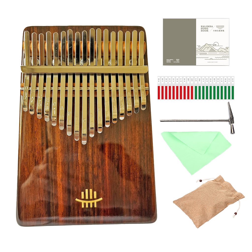 Hluru 17 Key Professional Rosewood Kalimba 21 Key Resonator Thumb Piano Walnut Finger Piano Box