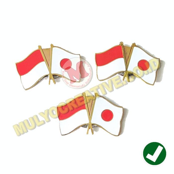 

Pin Cross Flag Jepang Indonesia Magnet Pin Bendera Persahabatan PREMIUM