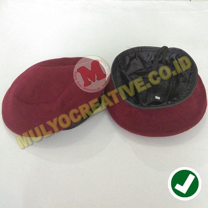 

Topi Baret Militer Warna Merah Maroon - Baret Tentara Kopasus PREMIUM