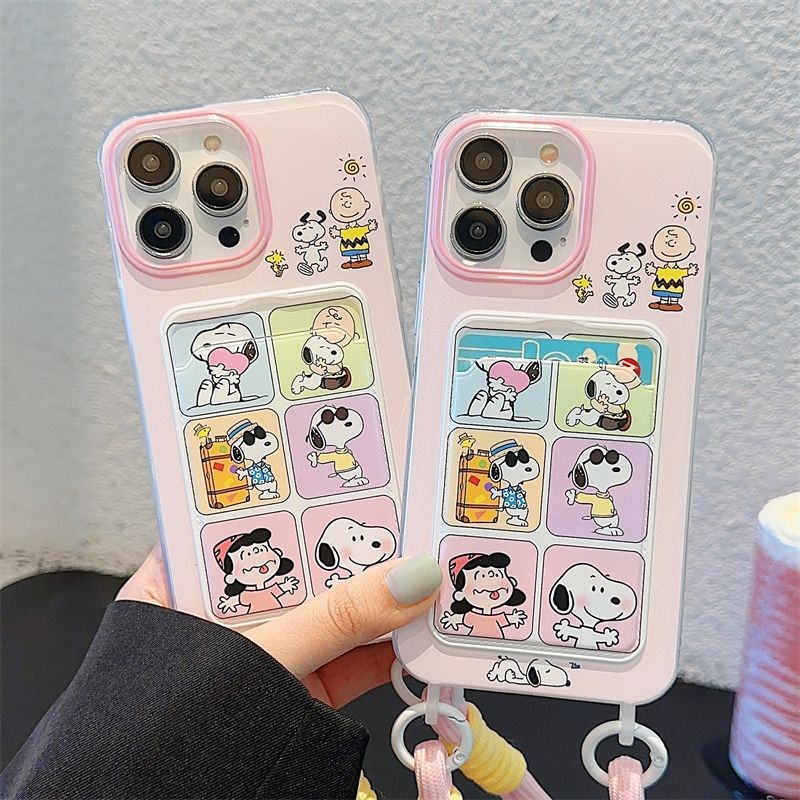 Snoopy Kartun Card Holder Tali Fancy Case Oppo Reno 13F Reno 13 5G Reno 10 Pro Reno 13F Reno 11F Ren