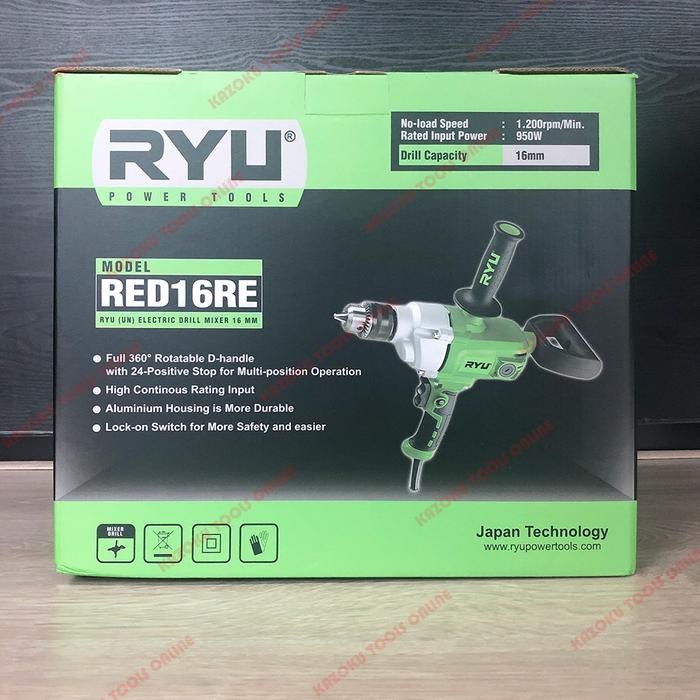 Ryu Electric Drill Mixer 16 Mm RED 16 RE Bor Mixer Pengaduk Cat 16 mm