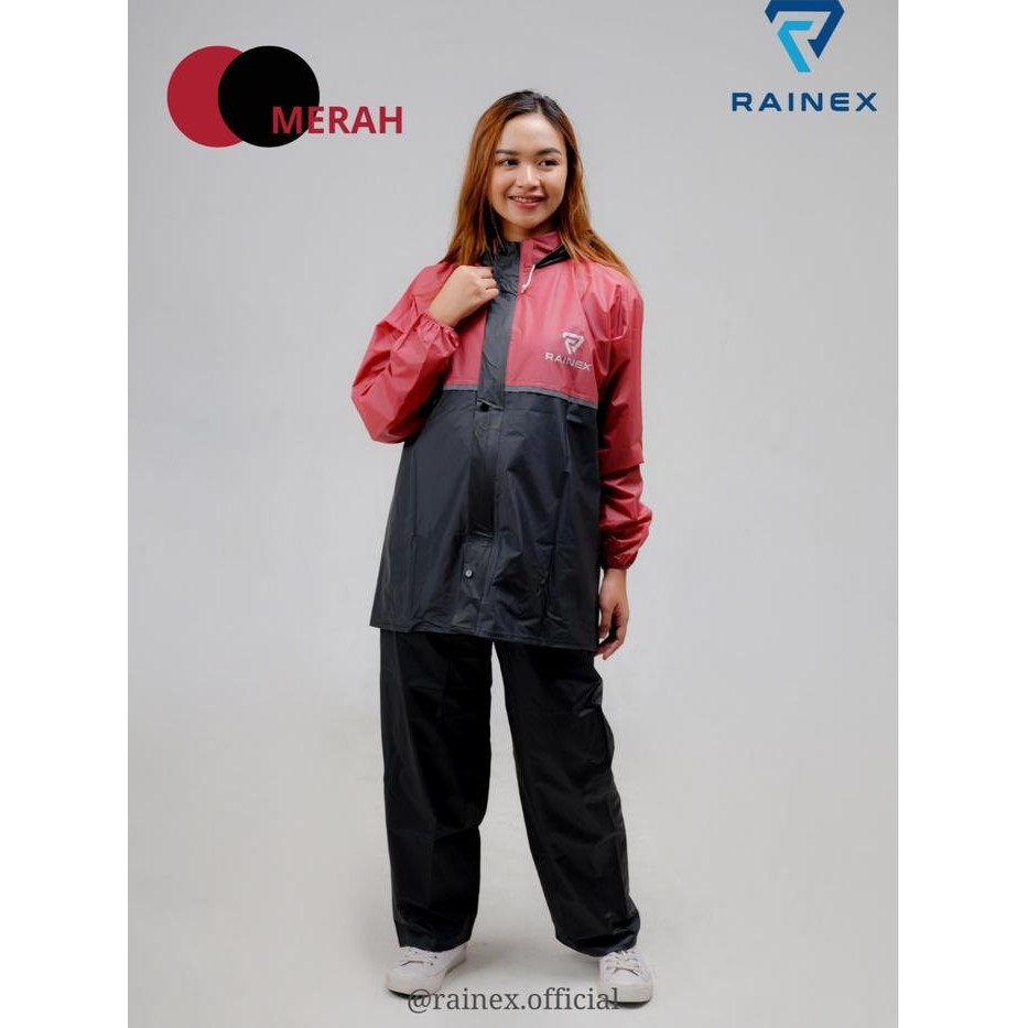 (MERAH MAROON SERIES) JAS HUJAN SET HOODIE PREMIUM QUALITY BY RAINEX RAINCOAT (Pria & Wanita) Anti