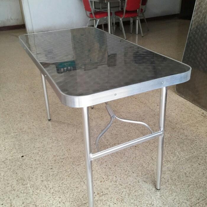 NEW meja lipat aluminium meja stainless kaki lipat meja cafe kursi kantin