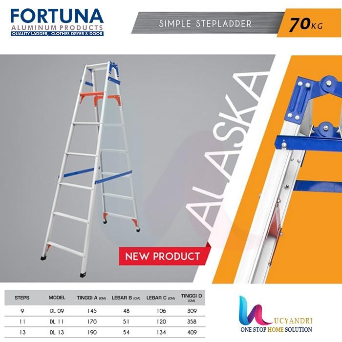 

Terlaris Tangga Lipat Aluminium Merk Fortuna Tipe Alaska 175 Cm / 1.75 M 11Step