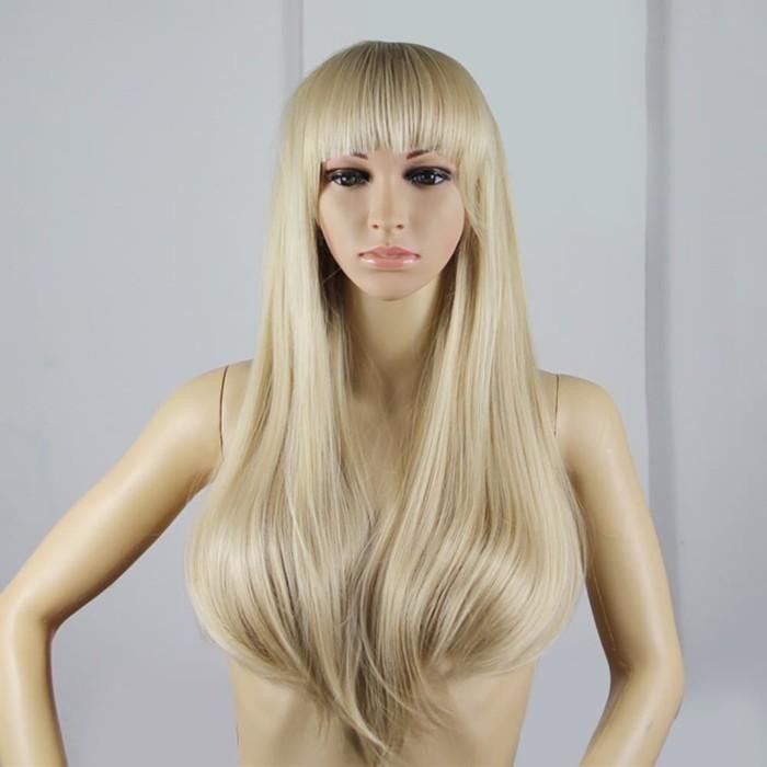 Wig blonde dengan poni Blonde Bangs