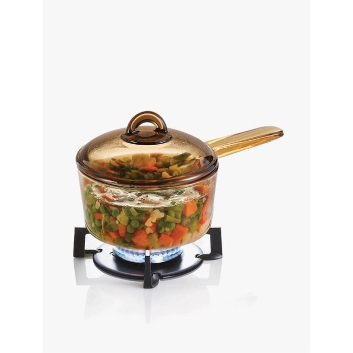 Panci Masak Saucepan Kaca Luminarc Vitro Amber Tutup 1,5 Liter