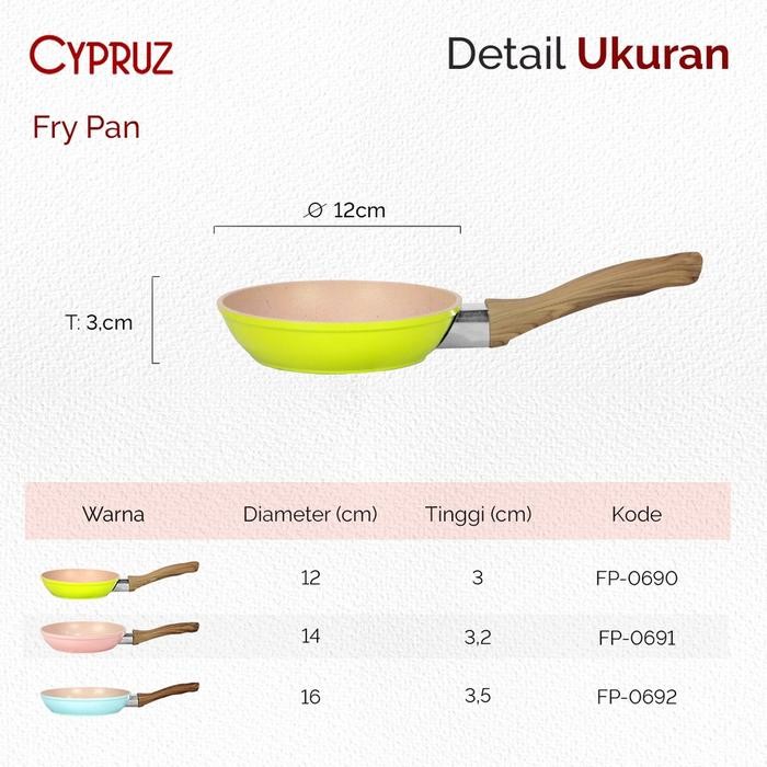 Cypruz FP 0691 Fry Pan Wooden Touch 14 Cm