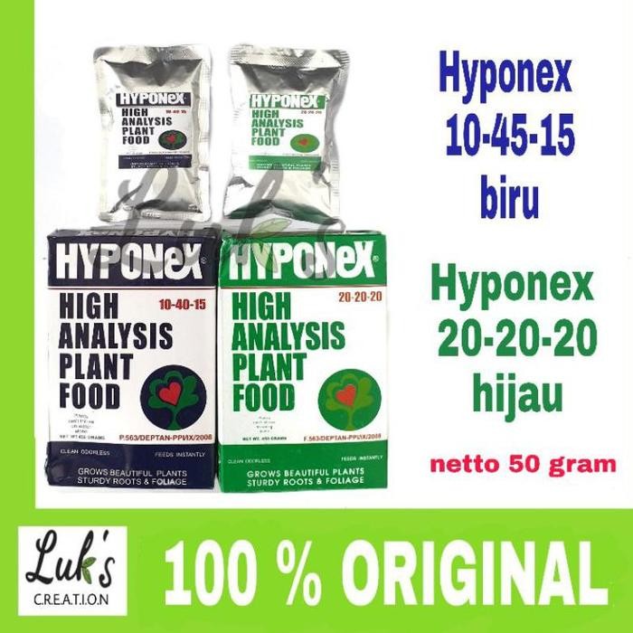 Pupuk tanaman hias HYPONEX biru dan hijau - pupuk anggrek - pupuk
