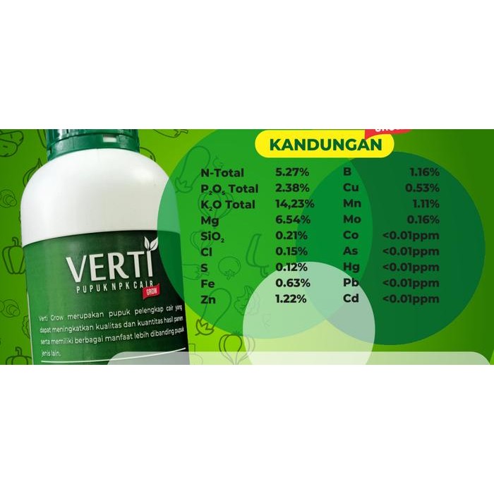 Pupuk NPK Khusus Buah, Pupuk Penyubur Tanaman NPK Cair Verti Grow 1L