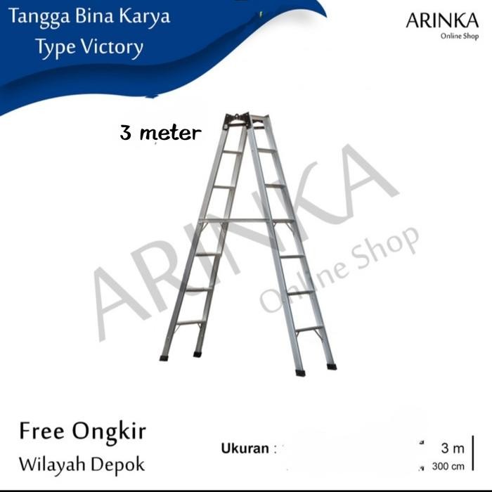 

Terlaris Tangga Alumunium Merek Victory Bina Karya 3Mtr Bisa Diluruskan.