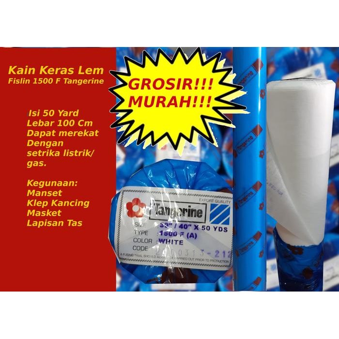 Kain Keras Lem Interlining 1500F Tangerine Fislin Pislin Vislin