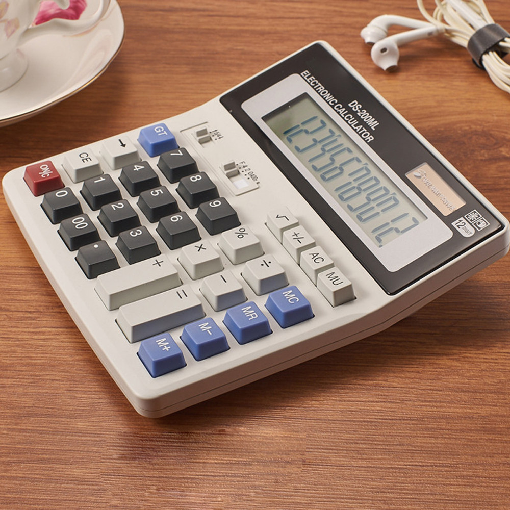 

Solar Calculator Dual Power Supply DS-200ML 12 Digits Electronic Calculator Office Supplies For