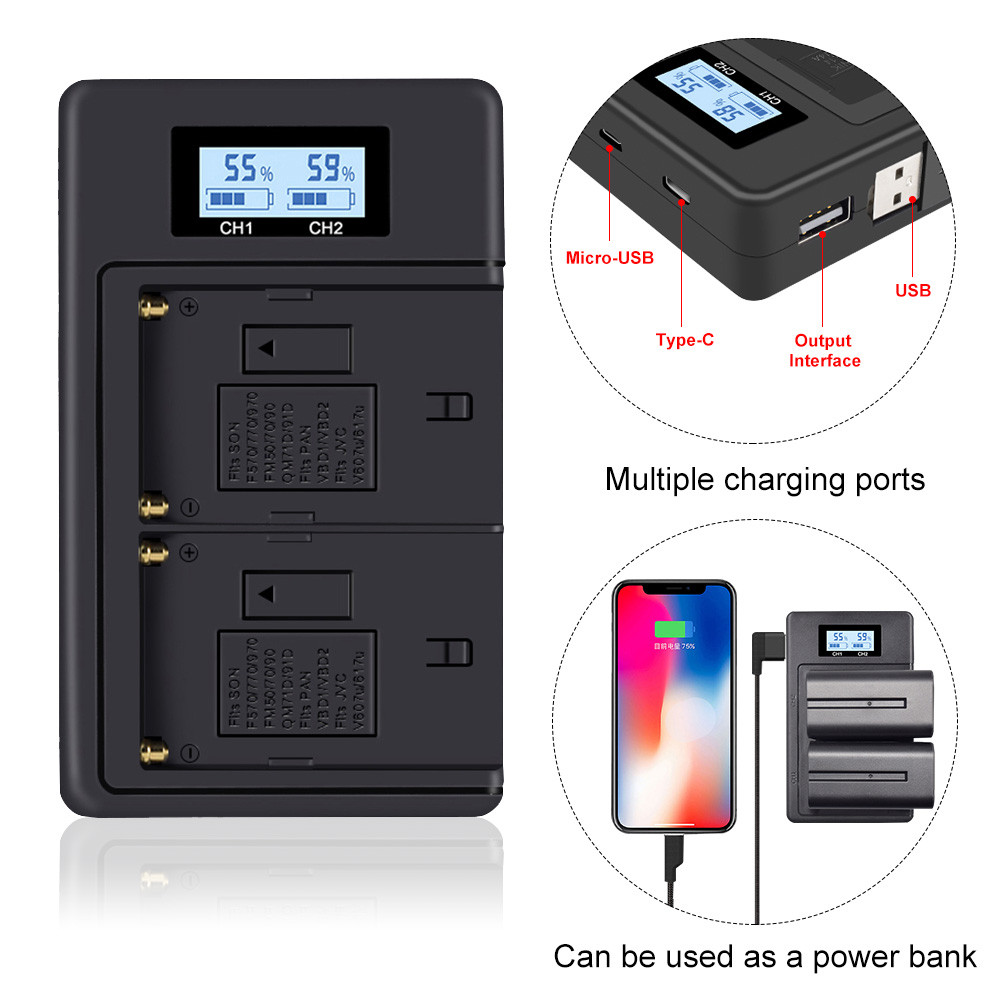 NP-F960 970 NP F970 NPF970 LCD digital battery charger for SONY F930