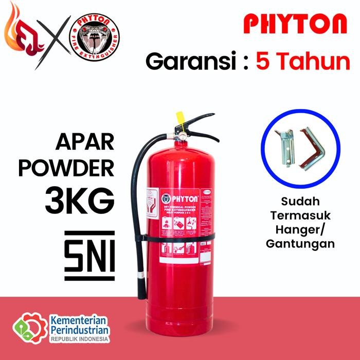 Terlaris Apar 3 Kg Powder Phyton Paket Komplit - Garansi 5 Tahun (Sni) + Free Kartu Ceklis Apar