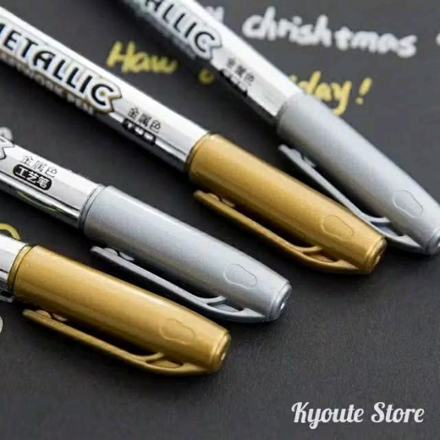 

FLASH SALE SPIDOL PULPEN METALLIC SILVER GOLD PEN MARKER KERTAS HITAM TIPOGRAFI LETTERING ALAT TULIS