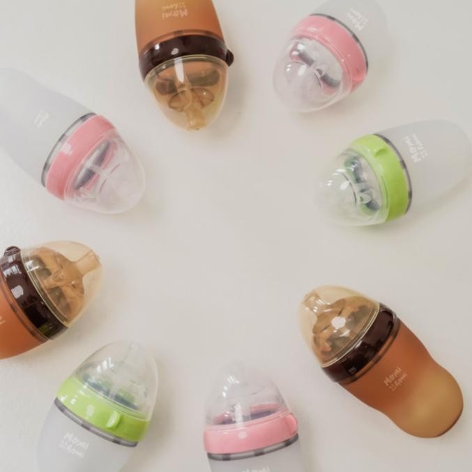 JTTOP" MOMI HOMI BOTOL DOT SUSU ANTI KOLIK BAYI SILIKON COKLAT DENGAN SEDOTAN
