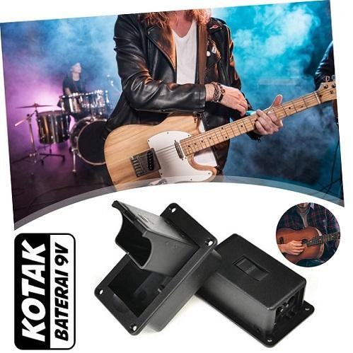 (Allthebest) Box Battery Holder 9V Elektrik Bass Gitar Tempat Batere Case 9V