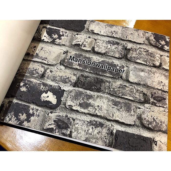 Wallpaper Batu Bata Hitam Abu Realistic Visual