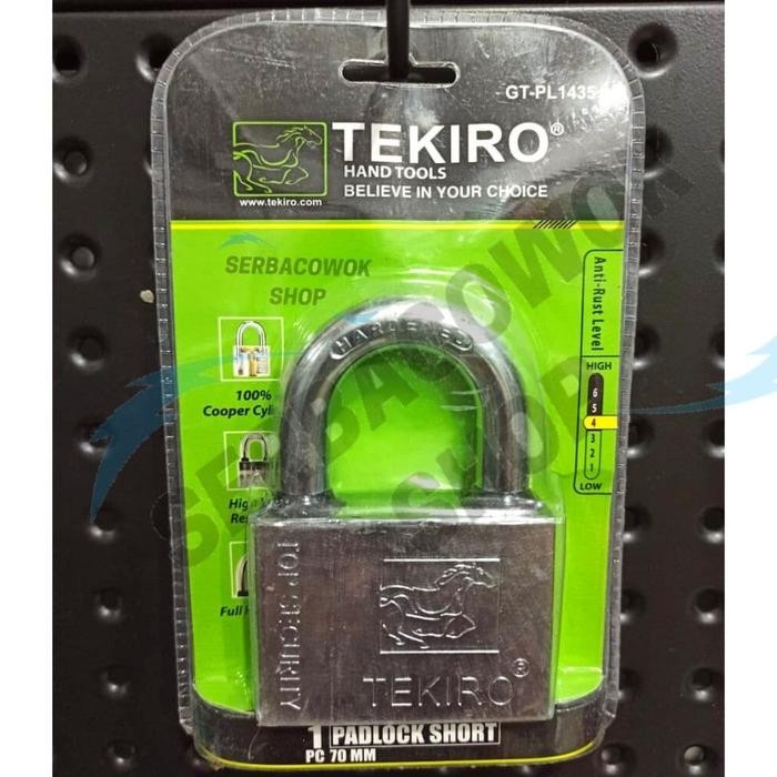 Tekiro Kunci Gembok Leher Pendek 70 mm Gembok Putih Tekiro