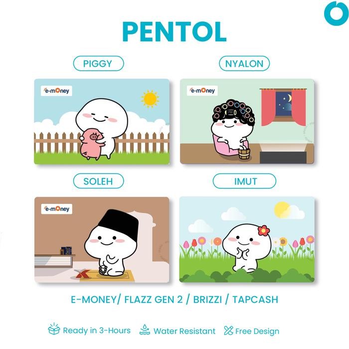 Kartu E-Money Mandiri Pentol Quby Emoney Etoll Karakter Lucu Kartun