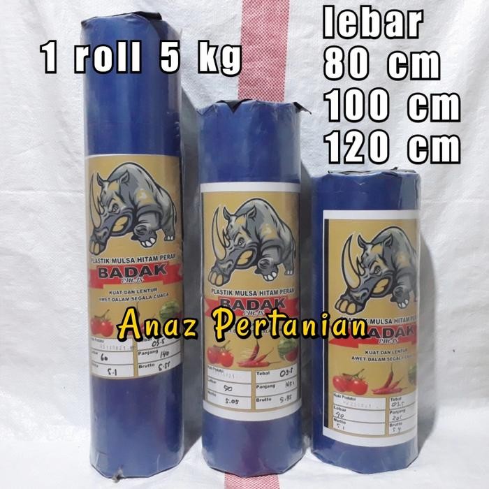 PREMIUM Plastik Mulsa Hitam Perak 5 kg Cap Badak Kuat Lentur