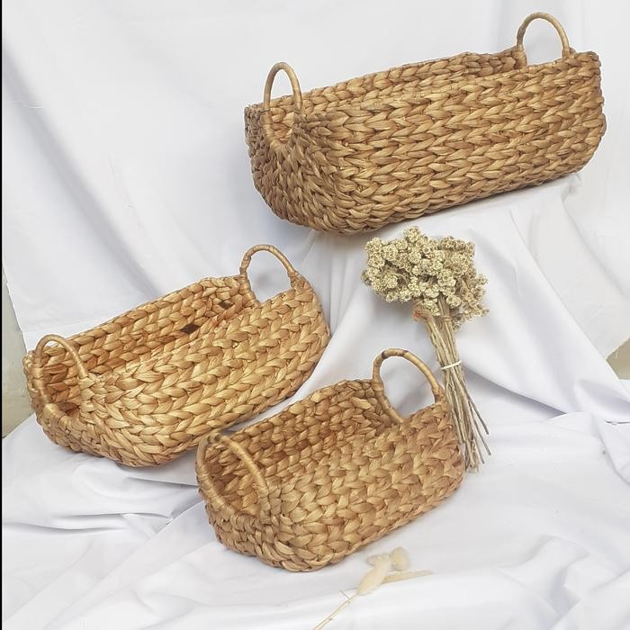 PREMIUM Keranjang Hampers Enceng Gondok Keranjang Perahu anyaman jogja