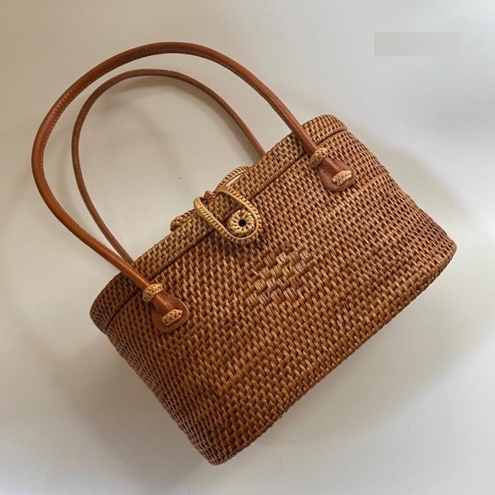 PREMIUM TENGANAN tas jinjing anyaman rotan Bali Rattan Handmade Handbag