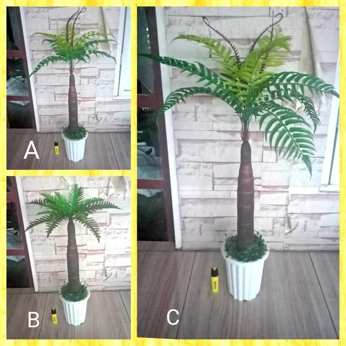 PREMIUM Bunga hias artificial imitasi palsu plastik palem batang besar
