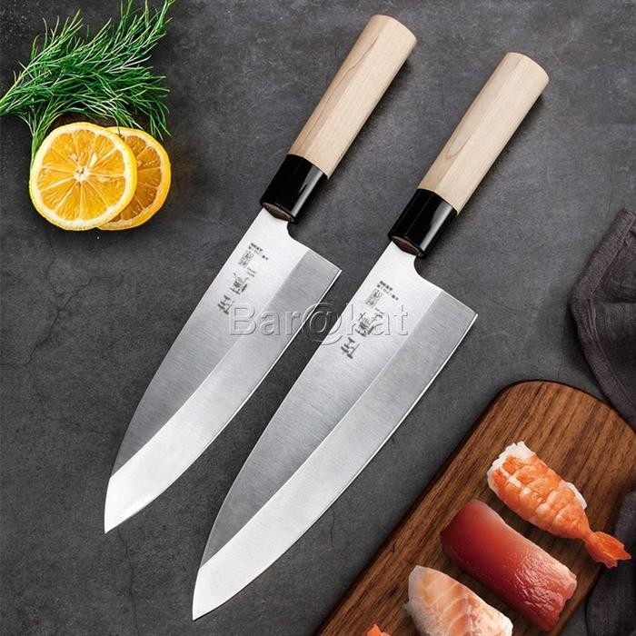 (Expert) Japanese Deba Knife - Stainless Steel Butchering & Filleting Knife for Fish/Poultry, Maple