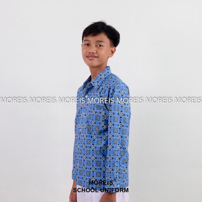 (Expert) Seragam Baju Batik Panjang SD/MI/TK/PAUD JM Biru 002