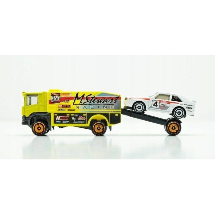 HOTWHEELS SUPER RIGS SCANIA RALLY TRUCK TRANSPORT HAULER RIG TOWING