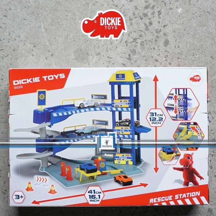 DICKIE TOYS RESCUE STATION GARAGE HOTWHEELS MAJORETTE COMPATIBLE