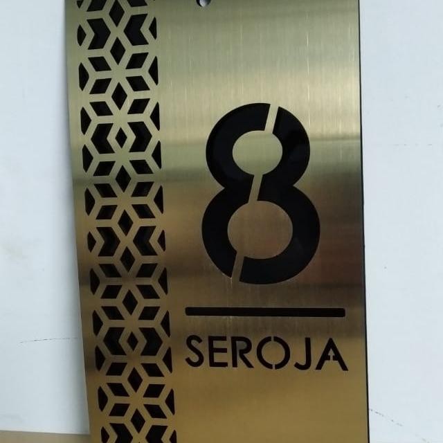 NOMOR RUMAH STAINLESS GOLD MODERN MURAH