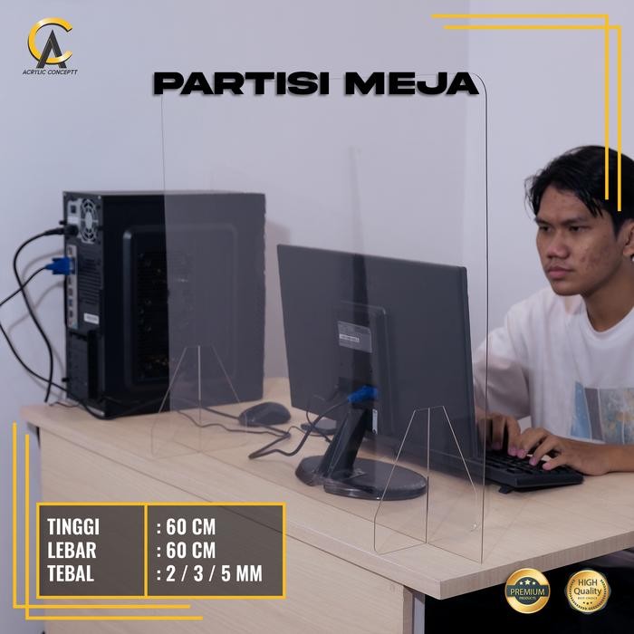 SEKAT PEMBATAS MEJA AKRILIK ANTI CORONA / PARTISI MEJA ACRYLIC GROSIR