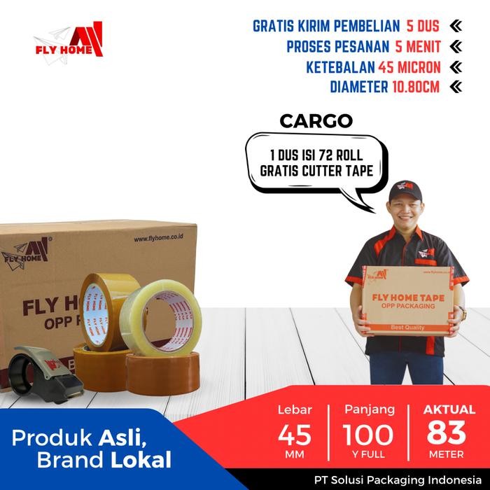 

FLY HOME Lakban bening 100 Yard 72pcs Harga Grosir 72/90/100