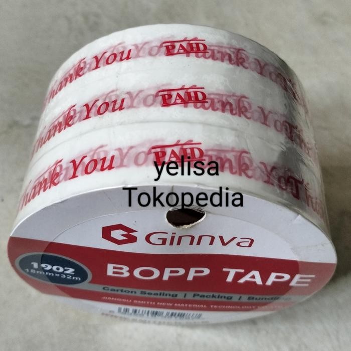 

Ginnva Bopp Tape "Thank You Paid" isi 3pcs (18mm x 32m) solatip