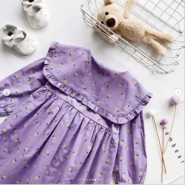 (Expert) Lavender Collar Dress Dress Import anak warna Lilac Dress ungu