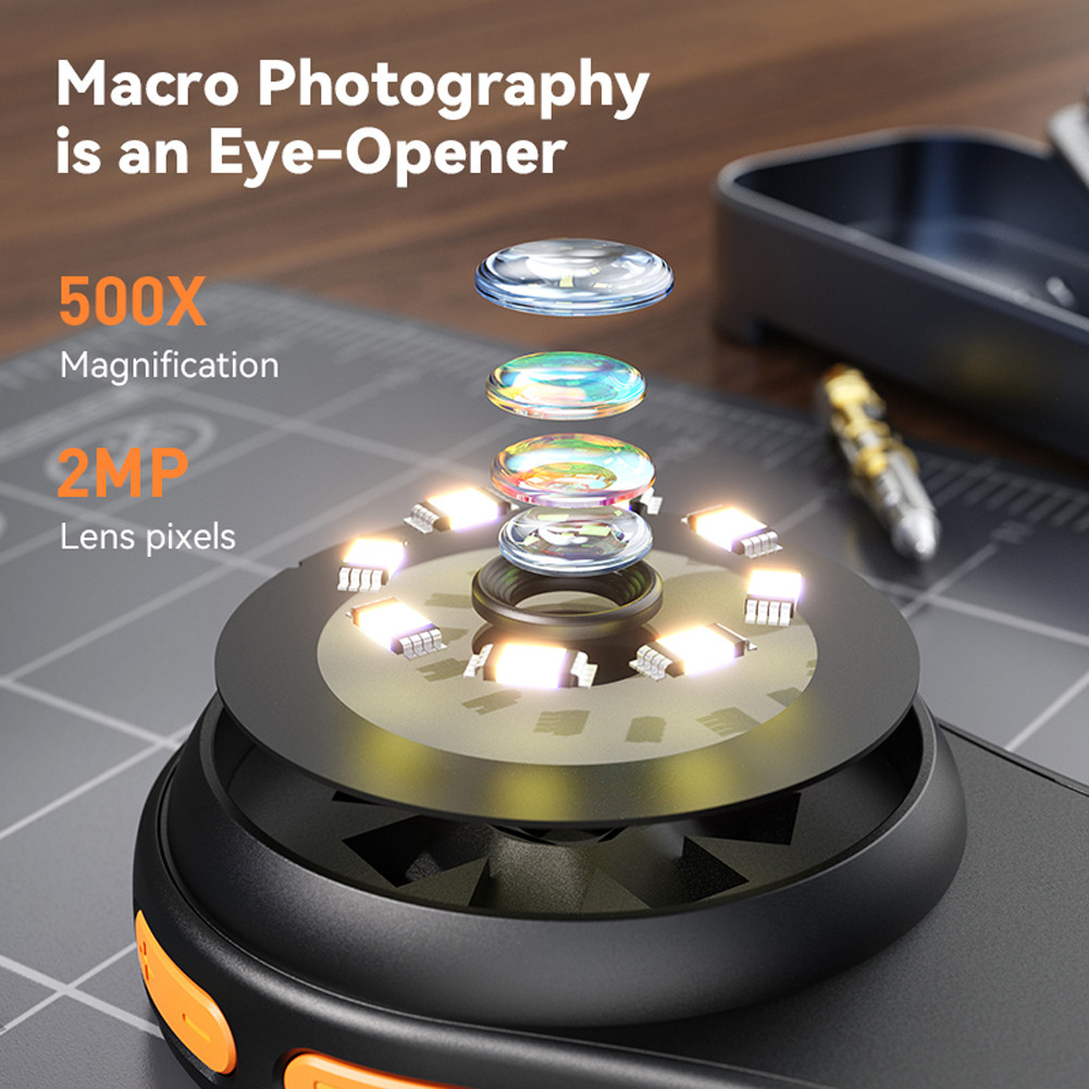 500X Electronic Coin Magnifier 2 Mp Hd Magnifier Magnifier With 8 Led Light Portable Microscope