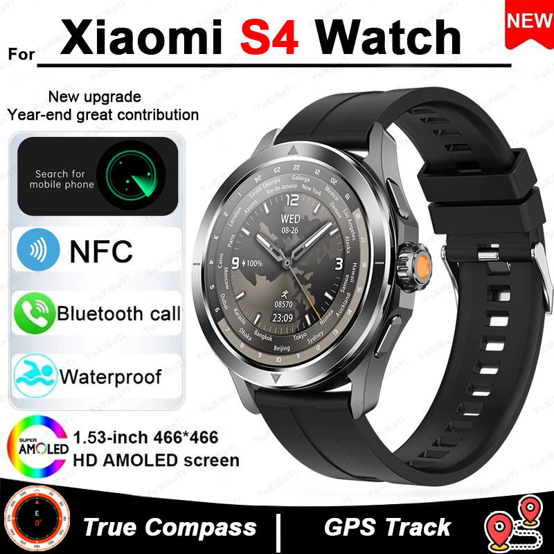 For Xiaomi Watch S4 Sport Outdoor Sports Smart Watch Men AMOLED Screen NFC GPS Compass Waterproof Bl