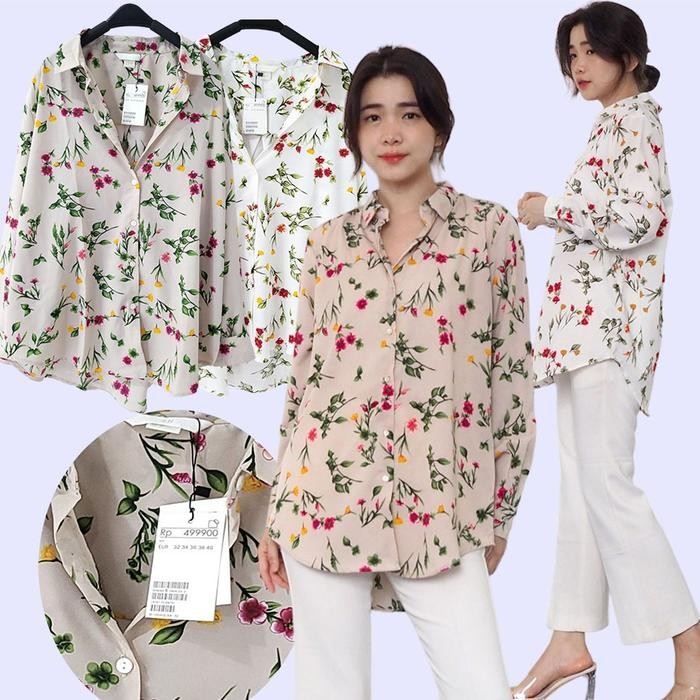 BEST SELLER HM 279 HM 280 BOYFRIEND FLORAL SHIRT Baju Atasan Kemeja Wanita Branded