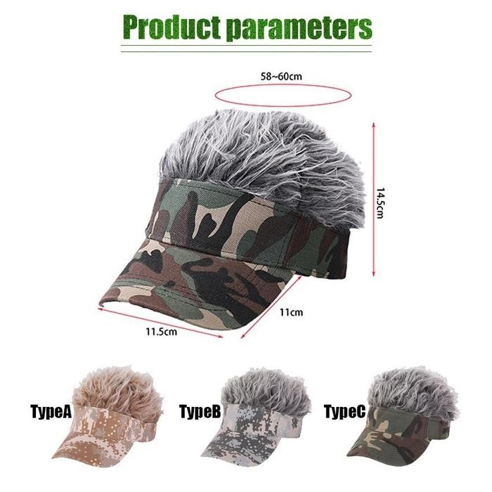 Topi Golf Pria Rambut Palsu Pria Atau Topi Unik Topi Wig Pria Rambut Palsu / Topi Baseball Wig