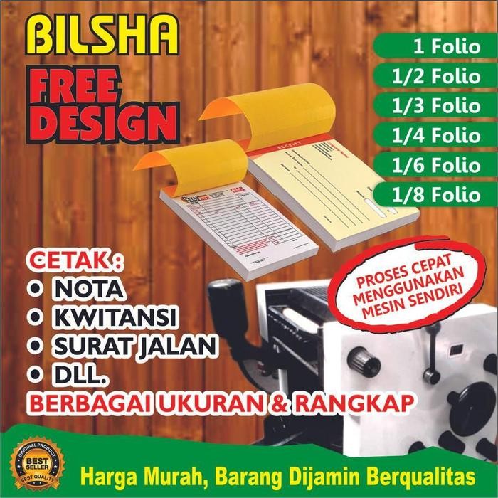 

Cetak Nota Custom / Kwitansi / Invoice / Faktur / Surat Jalan / 2/3/4 Rangkap Free Design